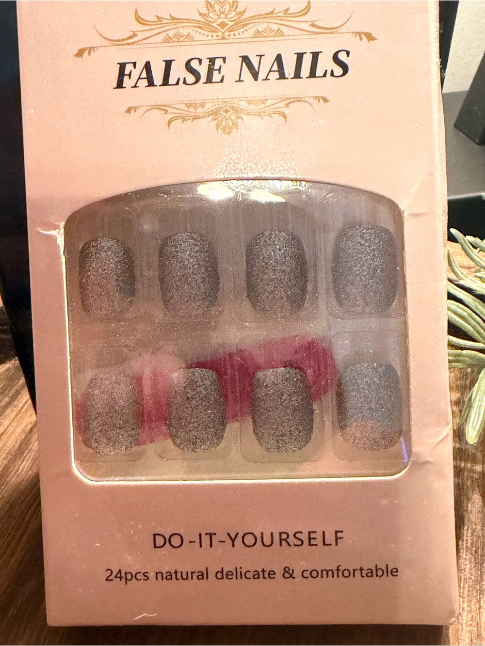 False Nails DIY Matte Gray with glitter Press-On Nail Set